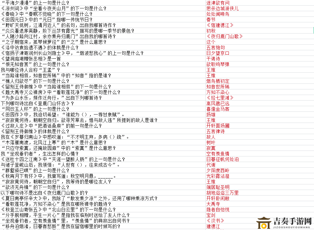 墨魂孟浩然联诗答案汇总 孟浩然联诗攻略大全