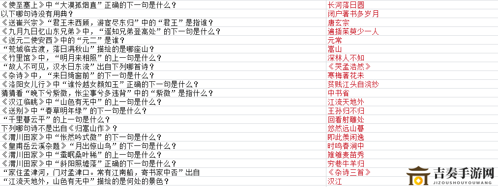 墨魂孟浩然联诗答案汇总 孟浩然联诗攻略大全