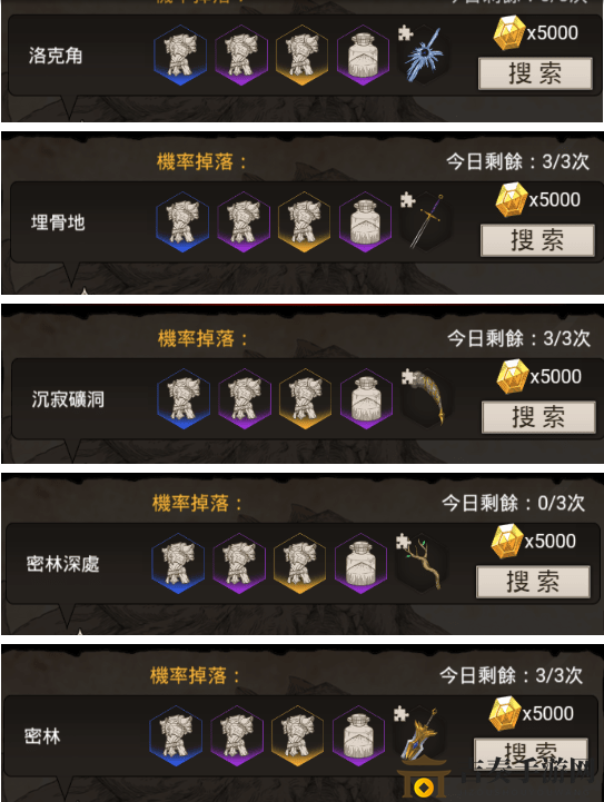 不朽之旅兵装掉落表一览 各地图兵装掉落汇总